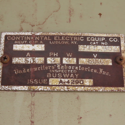 Continental Electric PFP352 60A 600VAC Fusible Bus Plug Tap 3PH 3W