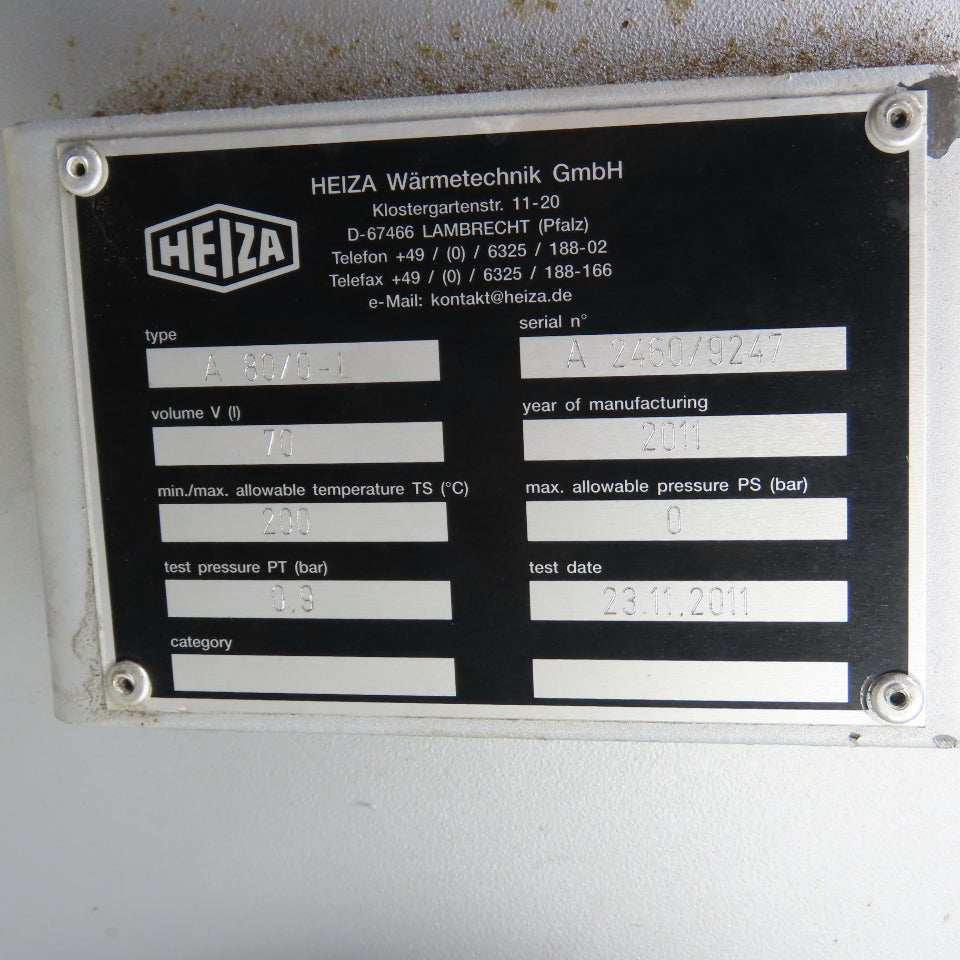 Heiza W+ñrmetechnik NK10300000010000 70 Liter Expansion Tank 200-¦C Max Year 2
