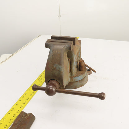 LS Starrett 924 Athol 4" Wide x 6" Open Swivel Base Bench Mount Machinists Vise