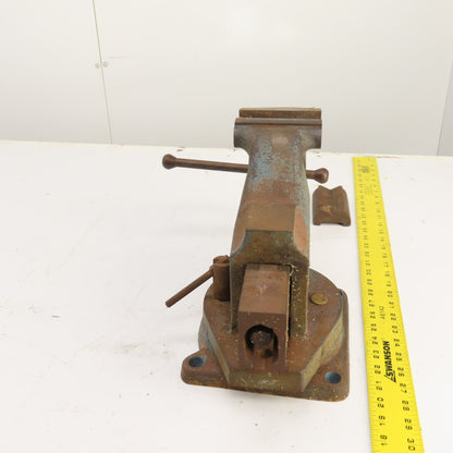 LS Starrett 924 Athol 4" Wide x 6" Open Swivel Base Bench Mount Machinists Vise