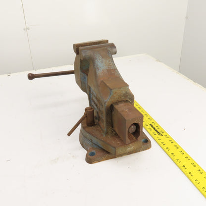 LS Starrett 924 Athol 4" Wide x 6" Open Swivel Base Bench Mount Machinists Vise