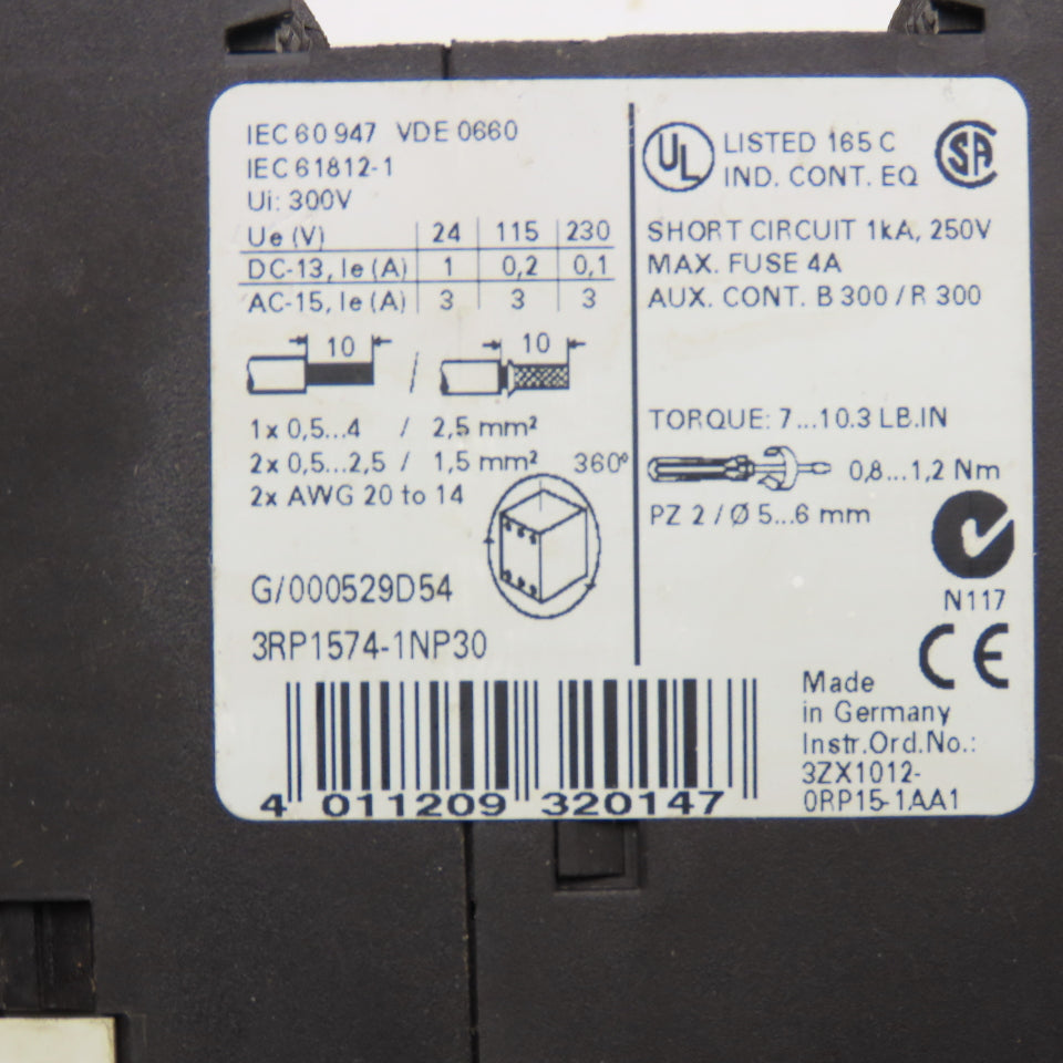 Siemens 3RP1574-1NP30 Sirius 3R Timing Relay 300V 1-20s