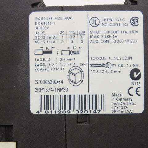 Siemens 3RP1574-1NP30 Sirius 3R Timing Relay 300V 1-20s