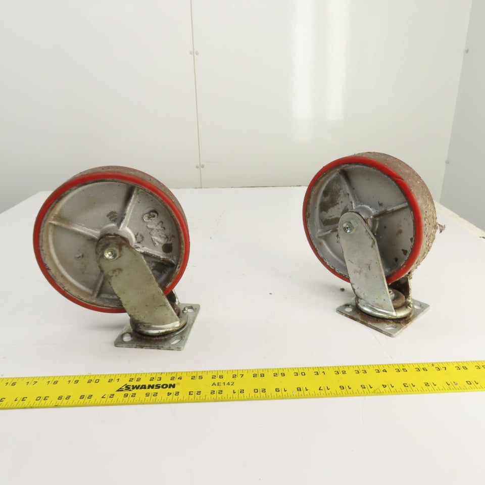 Glide Maxx 66028044 Swivel Top Plate 8" x 2" Polyurethane Casters Lot Of 2