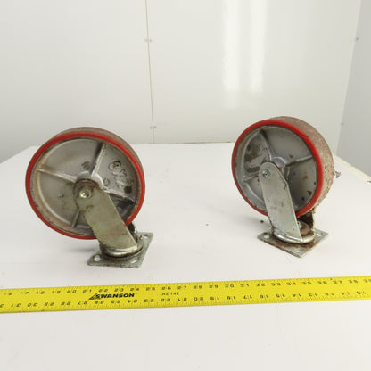 Glide Maxx 66028044 Swivel Top Plate 8" x 2" Polyurethane Casters Lot Of 2