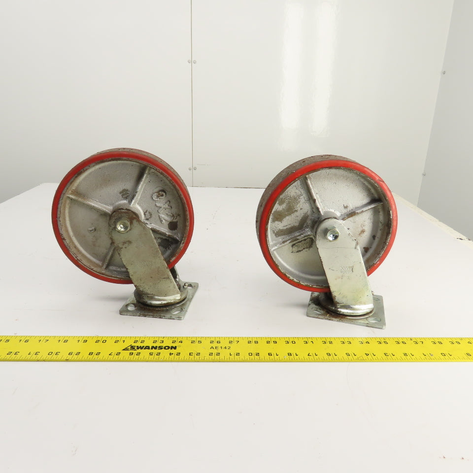 Glide Maxx 66028044 Swivel Top Plate 8" x 2" Polyurethane Casters Lot Of 2