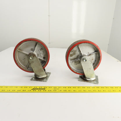 Glide Maxx 66028044 Swivel Top Plate 8" x 2" Polyurethane Casters Lot Of 2