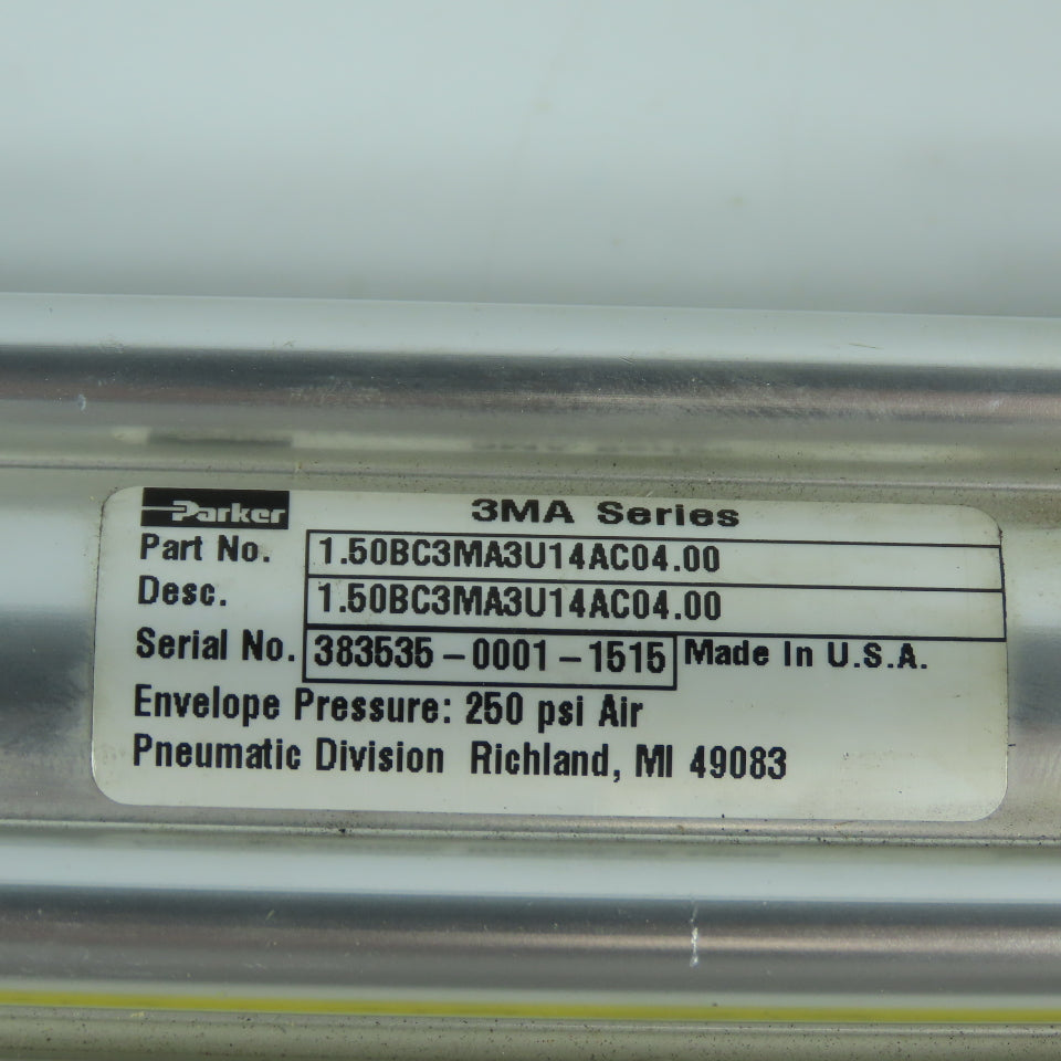Parker 1.50BC3MA3U14AC04.00 Double Acting Air Cylinder 1.5" Bore 4" Stroke