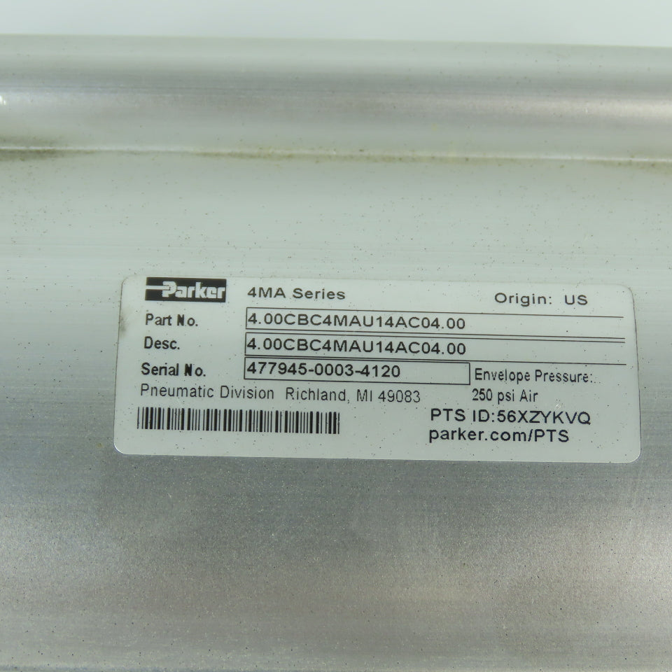 Parker 4.00CBC4MAU14AC04.00 Double Acting Air Cylinder 4" Bore 4" Stroke 1" Rod