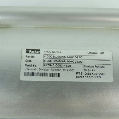Parker 4.00CBC4MAU14AC04.00 Double Acting Air Cylinder 4" Bore 4" Stroke 1" Rod