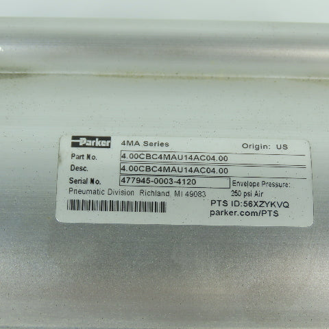 Parker 4.00CBC4MAU14AC04.00 Double Acting Air Cylinder 4" Bore 4" Stroke 1" Rod