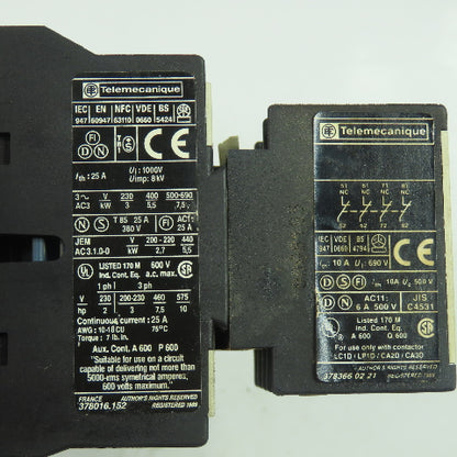 Telemecanique LP1 D1201 25A 600VAC Contactor 24VDC Coil W/ LA1 DN04