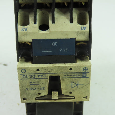 Telemecanique LP1 D1201 25A 600VAC Contactor 24VDC Coil W/ LA1 DN04