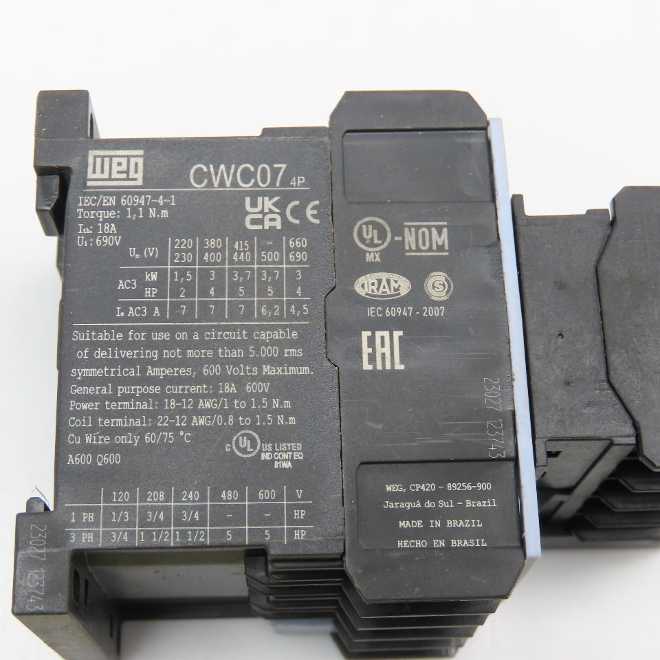 Weg CWC07 690V 3.7kW Contactor Lot Of 6