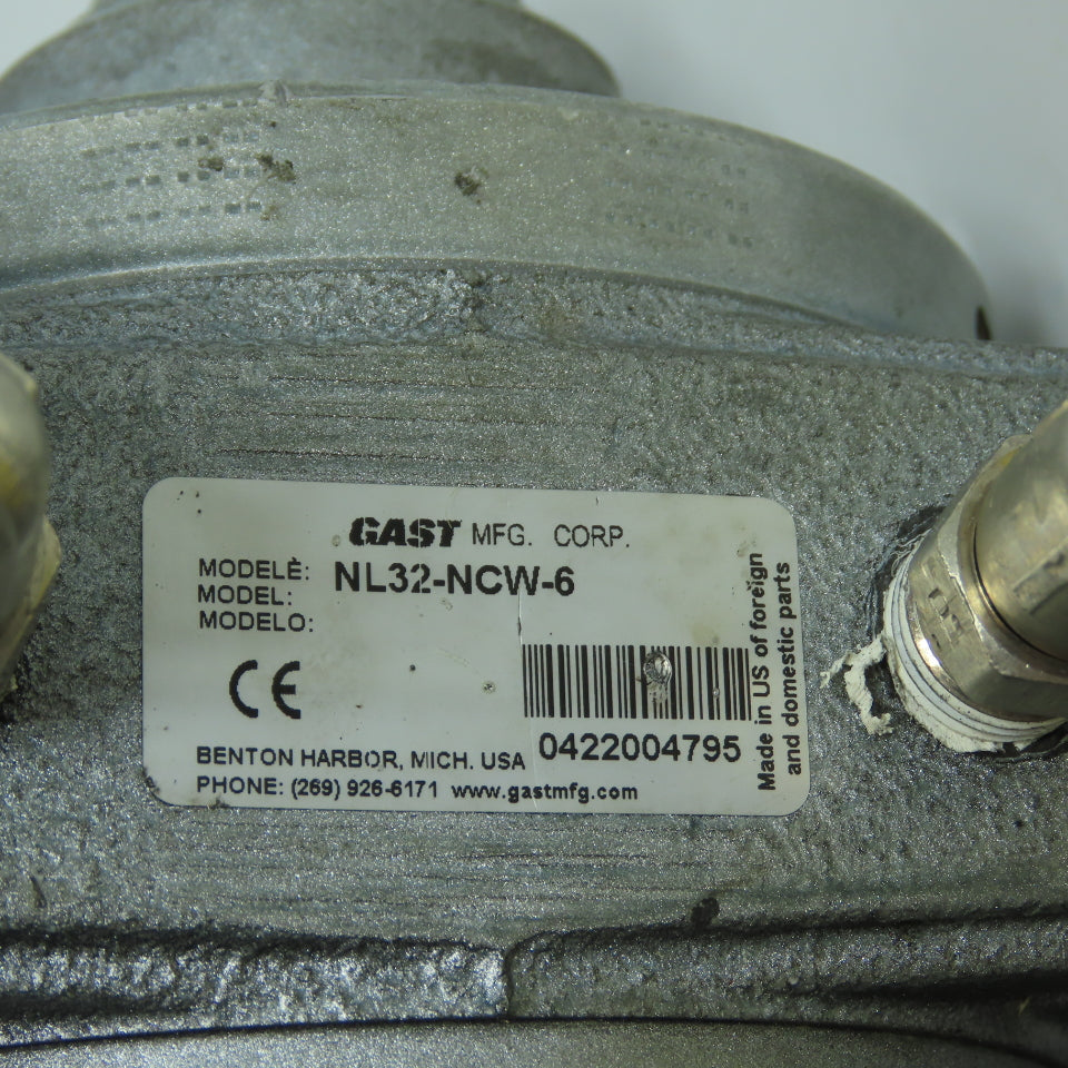 Gast NL32-NCW-6 Non-Lubricated Air Motor 2000RPM 5/8" Shaft