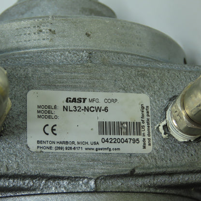 Gast NL32-NCW-6 Non-Lubricated Air Motor 2000RPM 5/8" Shaft