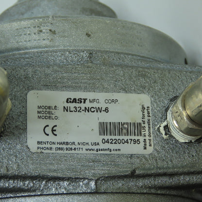 Gast NL32-NCW-6 Non-Lubricated Air Motor 2000RPM 5/8" Shaft