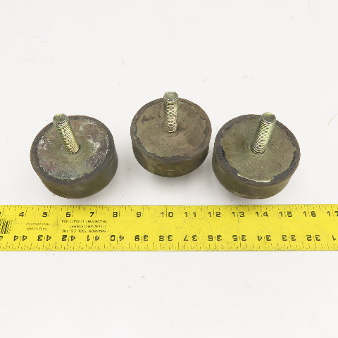 3-3/16" OD x 1-1/4" Rubber Vibration Isolator 9/16-12 Studs Lot Of 3
