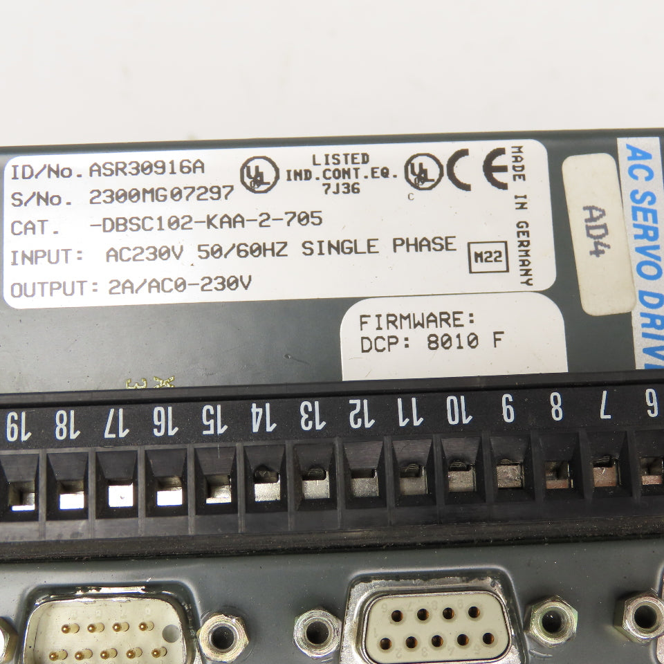 Baldor ASR30916A DBSC102-KAA-2-705 AC230V 1Ph Drive F/W: 8010F Parts/Repair