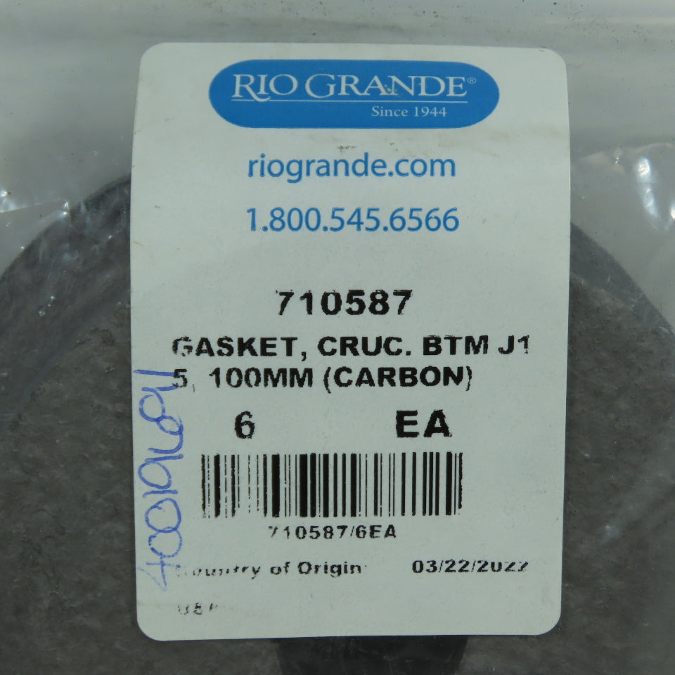 Rio Grande 710587 Ceramic Fiber Crucible Bottom Gaskets J15 100mm Lot/6