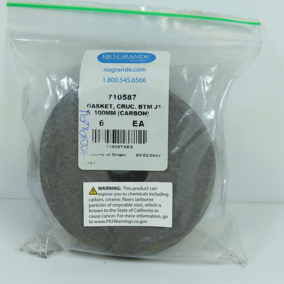 Rio Grande 710587 Ceramic Fiber Crucible Bottom Gaskets J15 100mm Lot/6