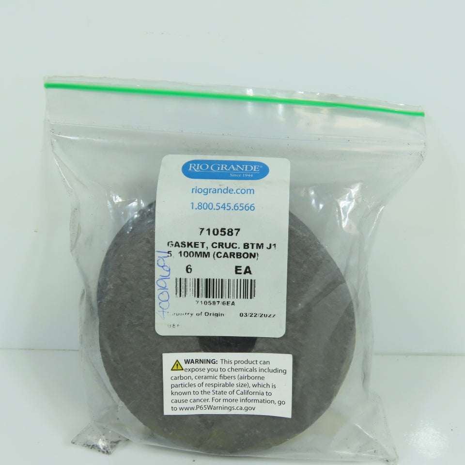 Rio Grande 710587 Ceramic Fiber Crucible Bottom Gaskets J15 100mm Lot/6