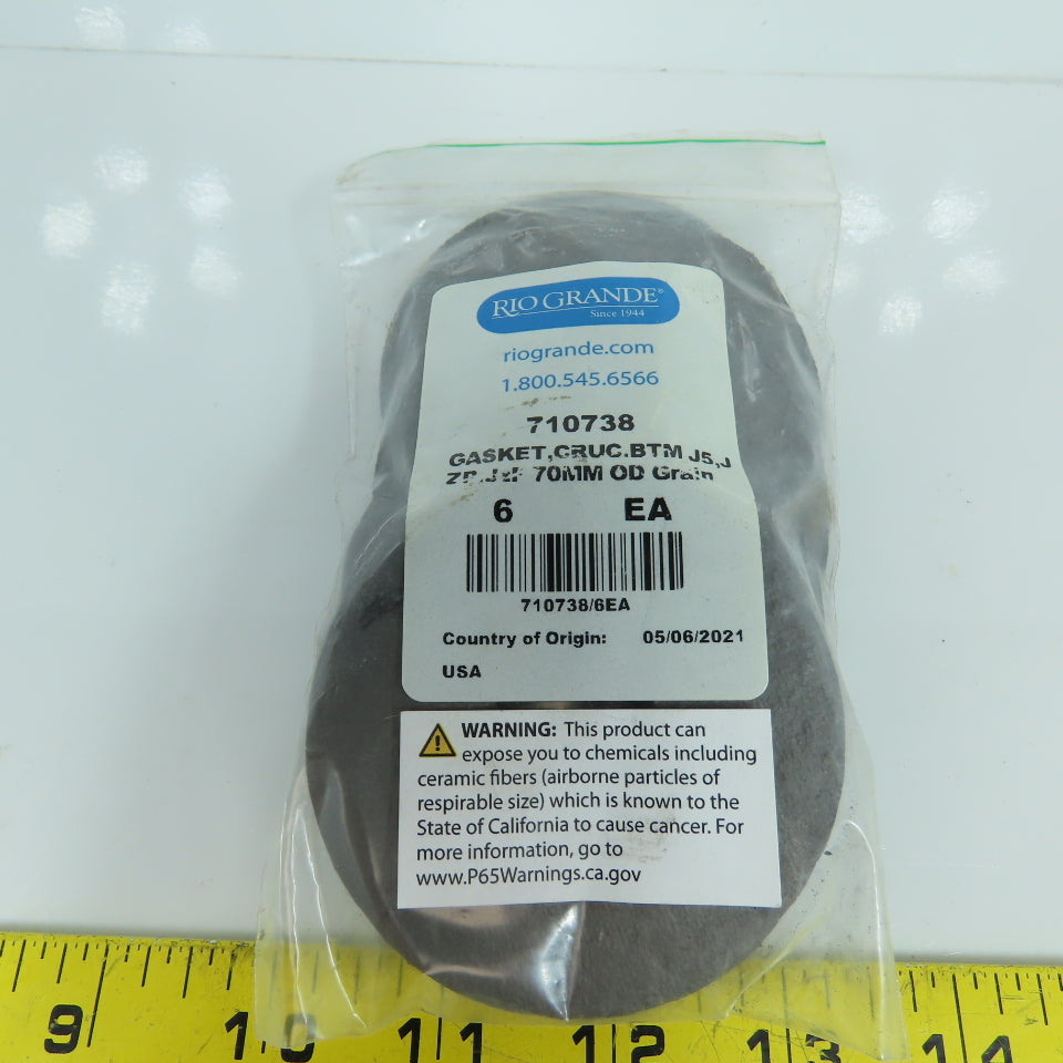 Rio Grande 710738 Ceramic Fiber Crucible Bottom Gasket 70mm Lot/6