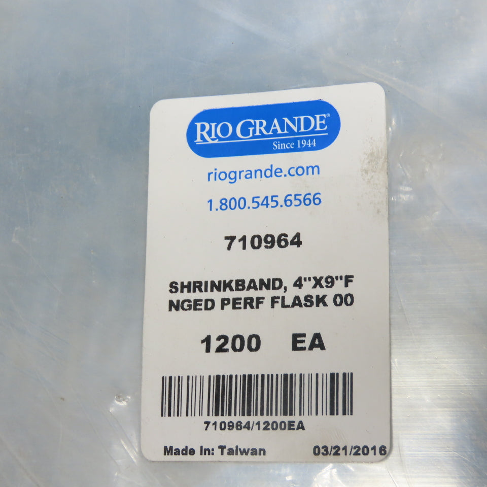Rio Grande 710964 Disposable Shrink Band For 4" Perforated Flask Lot Of 1200