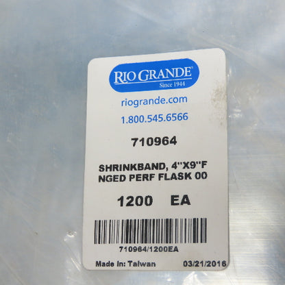 Rio Grande 710964 Disposable Shrink Band For 4" Perforated Flask Lot Of 1200