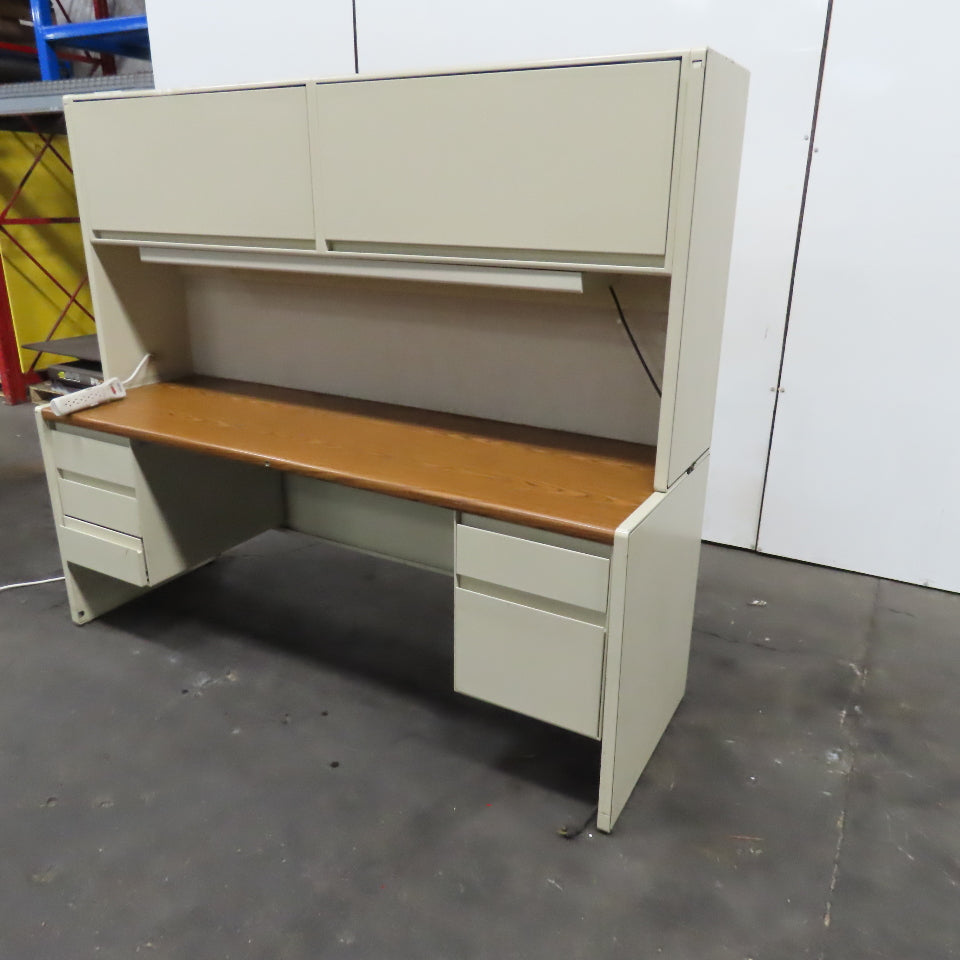 Steelcase 99319 75" x 24" Wood Laminate & Steel Office Desk W/ Storage & Light