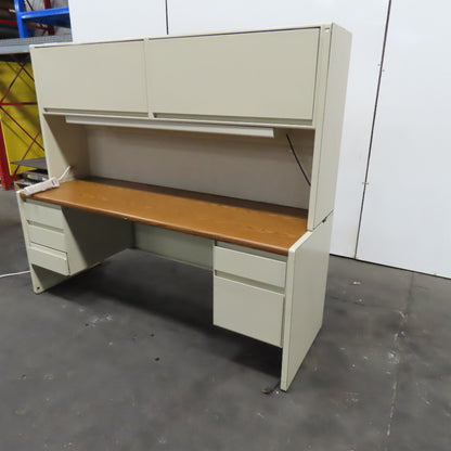 Steelcase 99319 75" x 24" Wood Laminate & Steel Office Desk W/ Storage & Light
