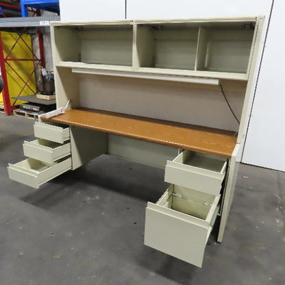 Steelcase 99319 75" x 24" Wood Laminate & Steel Office Desk W/ Storage & Light