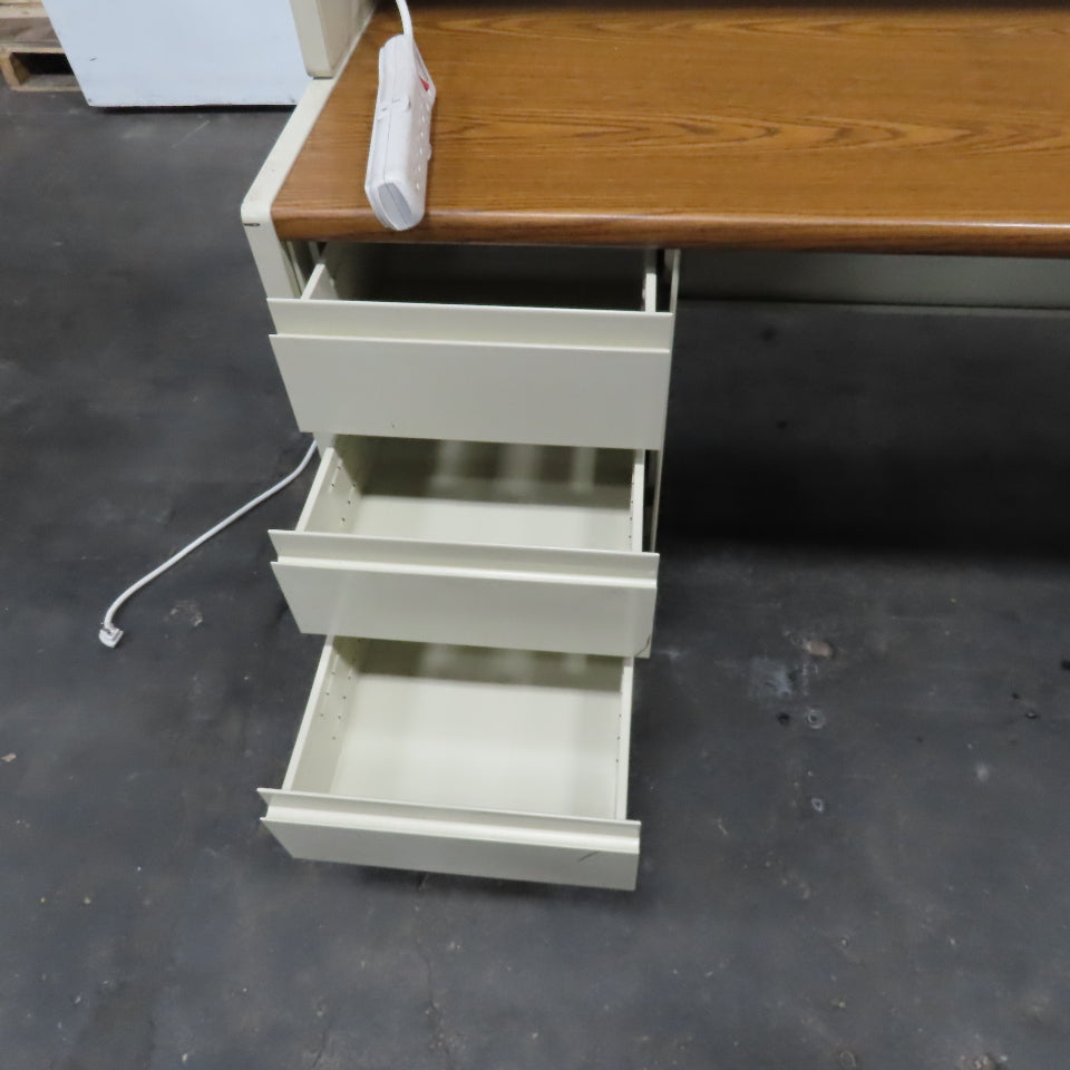 Steelcase 99319 75" x 24" Wood Laminate & Steel Office Desk W/ Storage & Light