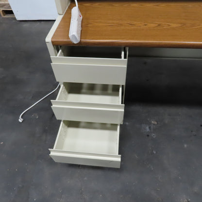 Steelcase 99319 75" x 24" Wood Laminate & Steel Office Desk W/ Storage & Light
