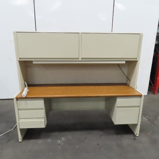 Steelcase 99319 75" x 24" Wood Laminate & Steel Office Desk W/ Storage & Light