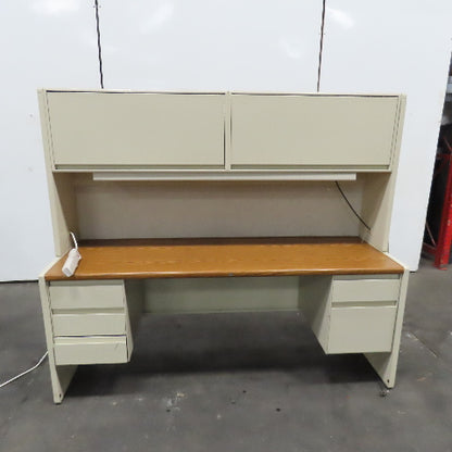 Steelcase 99319 75" x 24" Wood Laminate & Steel Office Desk W/ Storage & Light