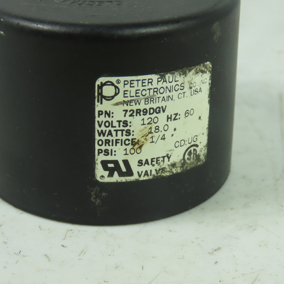 Peter Paul 72R9DGV Solenoid Valve Coil 120V 100PSI 1/4 Orifice
