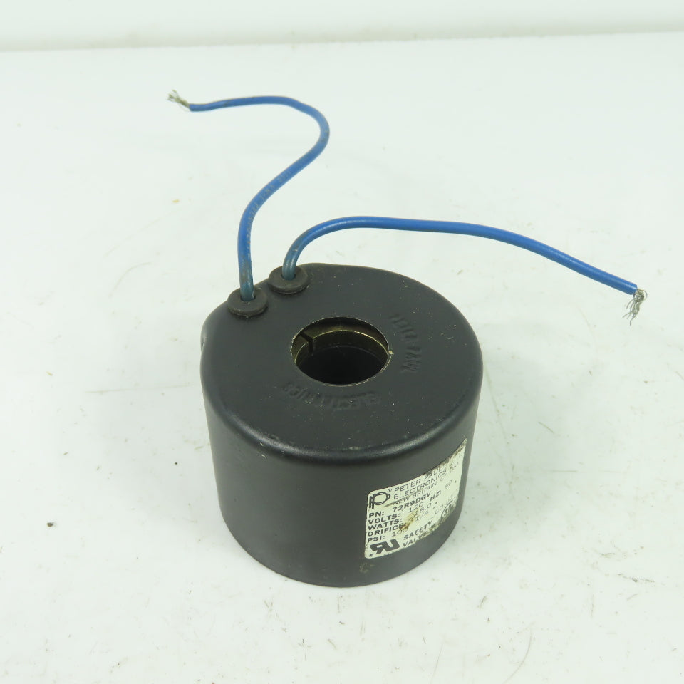 Peter Paul 72R9DGV Solenoid Valve Coil 120V 100PSI 1/4 Orifice