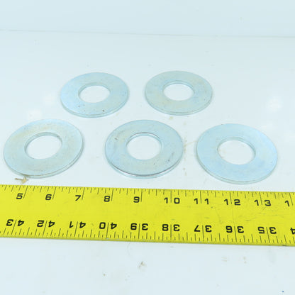 1-3/8" ID x 3" OD x 0.165" Thick Zinc Plated Steel Washers Lot Of 5