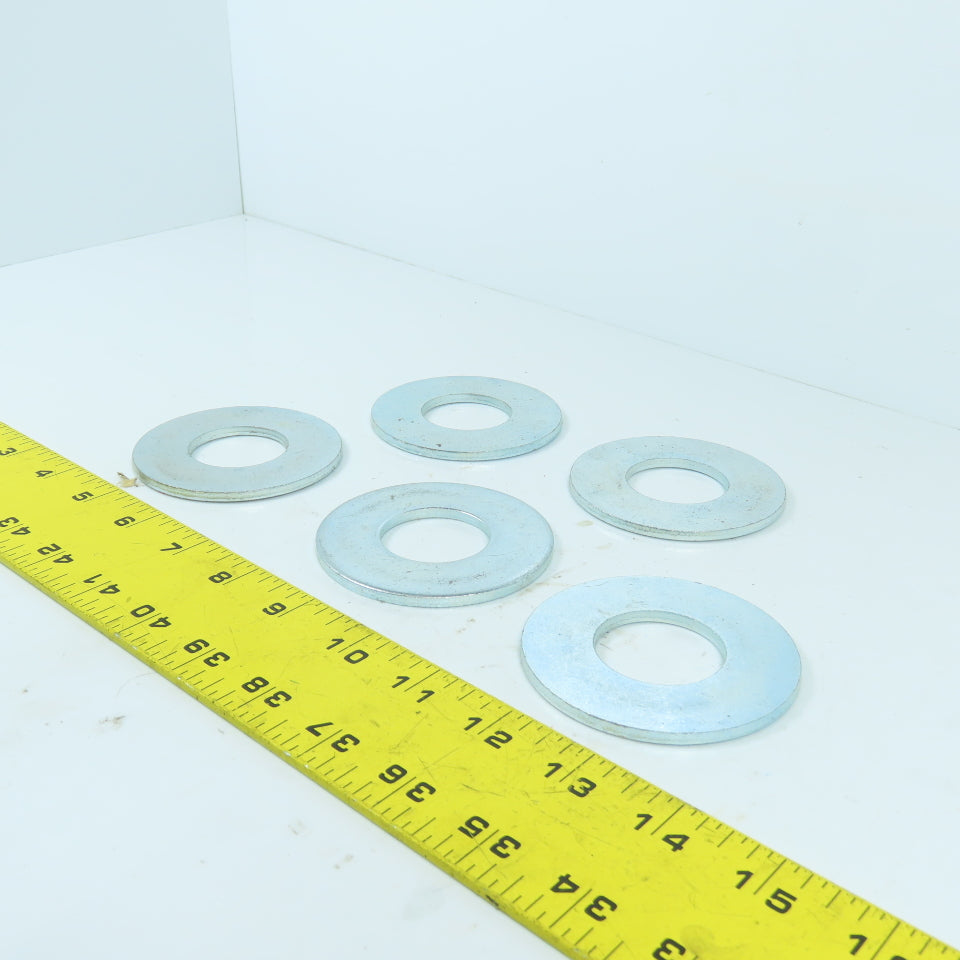 1-3/8" ID x 3" OD x 0.165" Thick Zinc Plated Steel Washers Lot Of 5