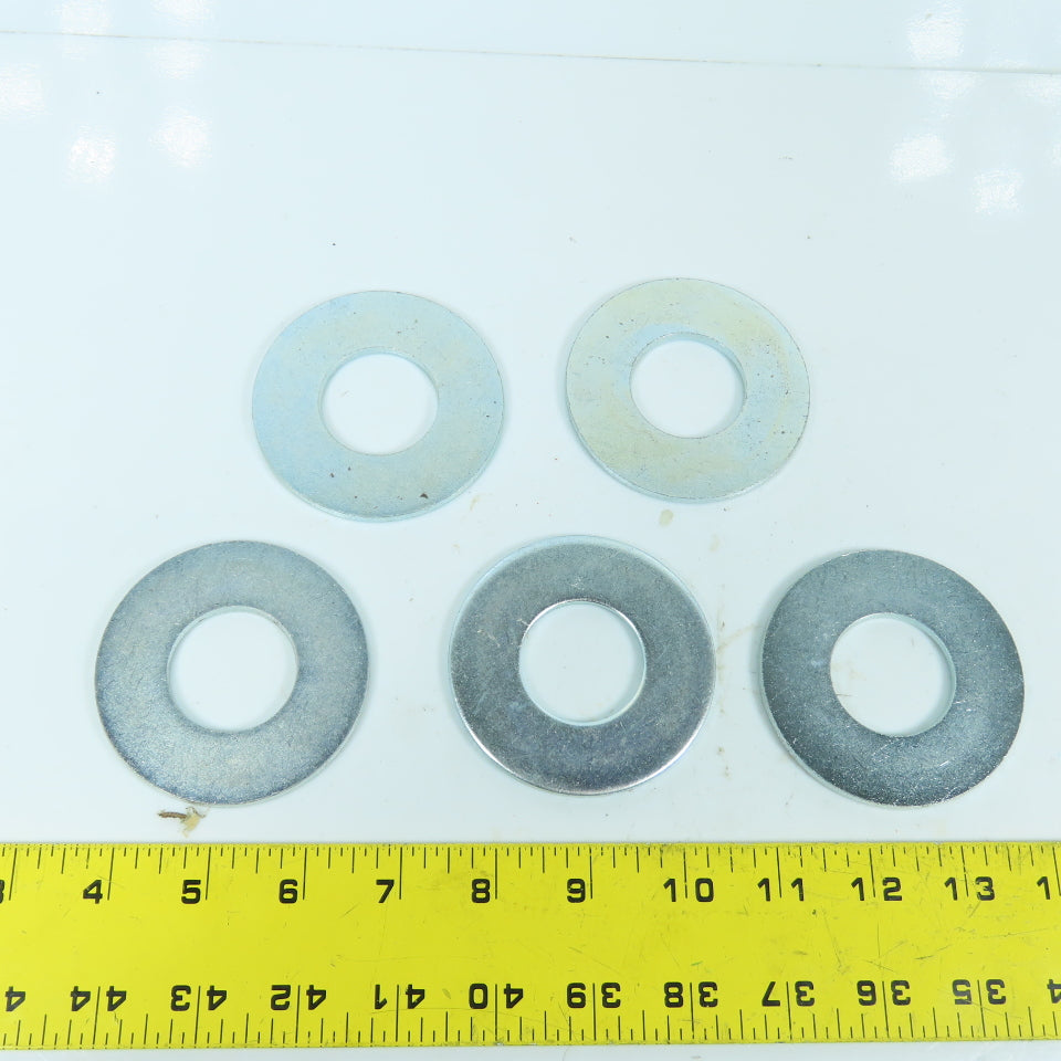 1-3/8" ID x 3" OD x 0.165" Thick Zinc Plated Steel Washers Lot Of 5