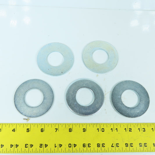 1-3/8" ID x 3" OD x 0.165" Thick Zinc Plated Steel Washers Lot Of 5