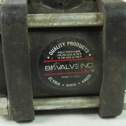 Bee Valve 1-1/2" Full Port Polypropylene Ball Valve 100PSI Max NO Handle