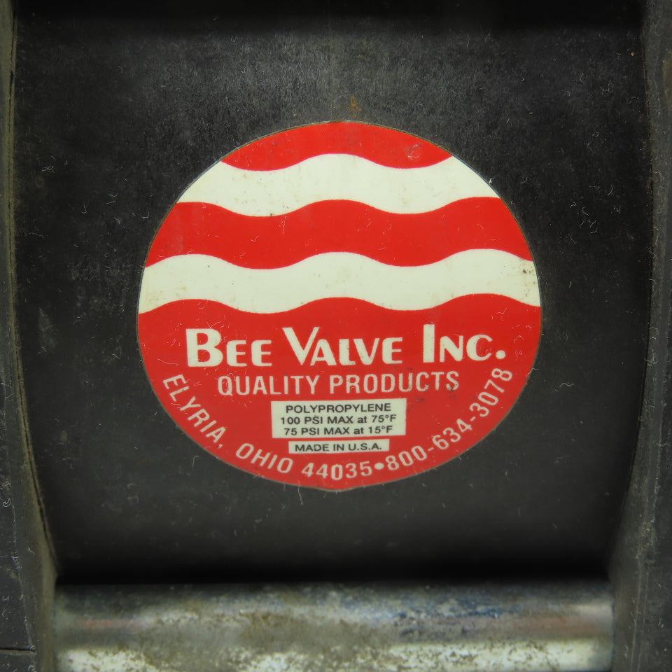 Bee Valve 1-1/4" Full Port Polypropylene Ball Valve 100PSI Max NO Handle Lot/2