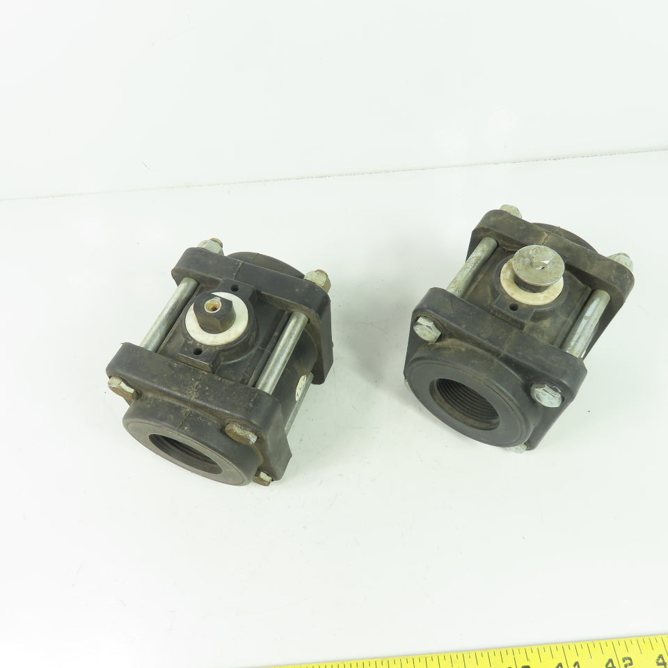 Bee Valve 1-1/4" Full Port Polypropylene Ball Valve 100PSI Max NO Handle Lot/2