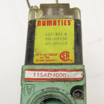 Numatics 11SAD4000 Pneumatic Solenoid Valve 110/120V Coil