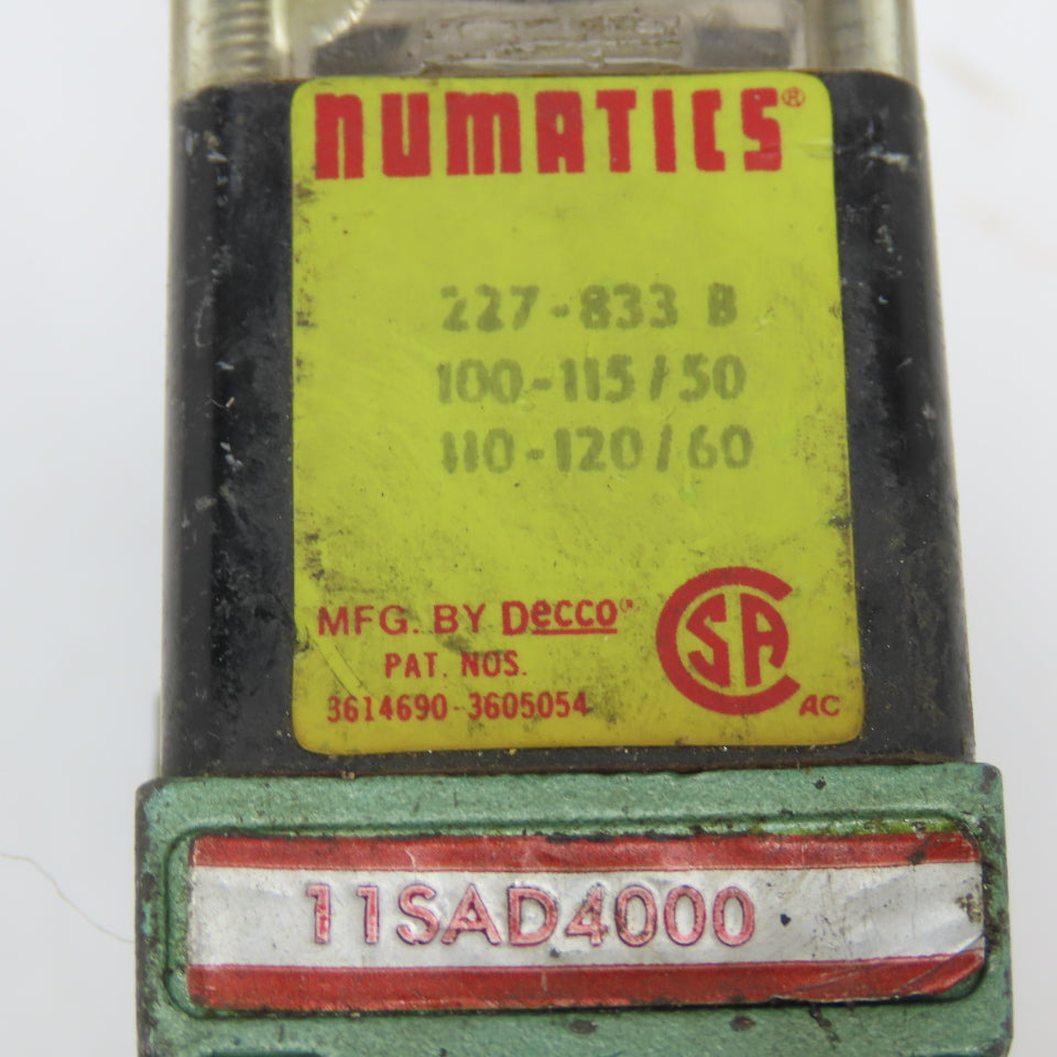 Numatics 11SAD4000 Pneumatic Solenoid Valve 110/120V Coil