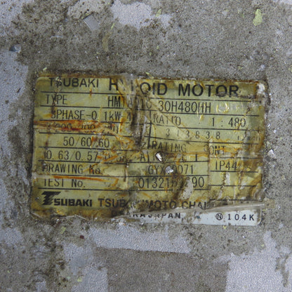 Tsubaki HMTA010-30H480HH 1:480 Ratio Gear Hypoid Motor 0.1KW 3Ph 200/220V