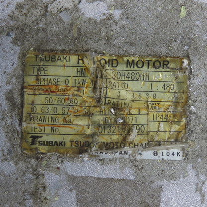Tsubaki HMTA010-30H480HH 1:480 Ratio Gear Hypoid Motor 0.1KW 3Ph 200/220V