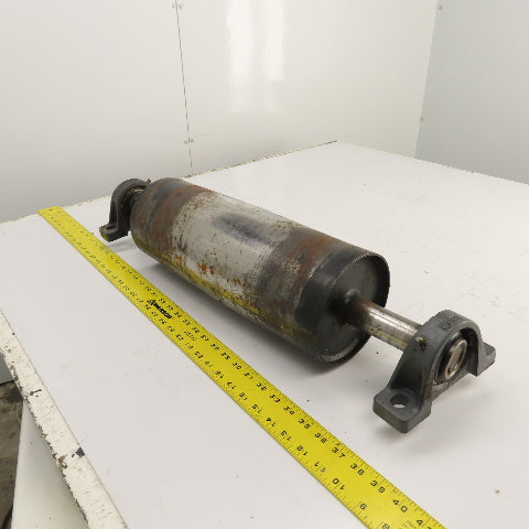 6" OD x 16-3/4" Crowned Face Conveyor Tail Drum Roller W/ Pillow Blocks